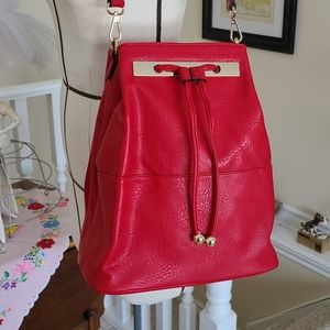 Red Leather Handbag, Shoulder Bag, Cross Body Bag